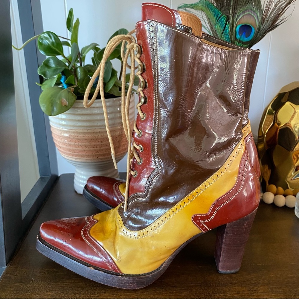 Charlie 1 Horse Sample Artisan Handcrafted Brazil Leather Multi Lace Up Heeled - Picture 5 of 14